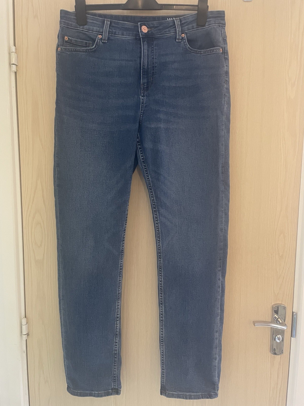 M And S Sienna Straight Leg Jeans Size 16 Long Dark Blue Denim
