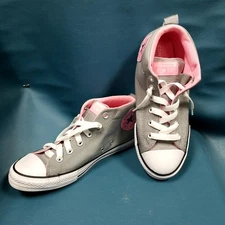 Converse Chuck Taylor All Star Gray Pink Junior Sneakers Size 6 EUC