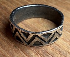 Old Native American Sterling Silver Ring Geometric Design Southwestern  