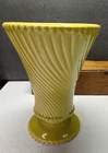 VINTAGE MCCOY ART POTTERY SWIRL LINE CHARTREUSE FOOTED VASE