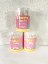 DAISO Japan Baby Cotton Buds 200 pcs x 3 Packs Thin Paper Sticks swab USA Seller