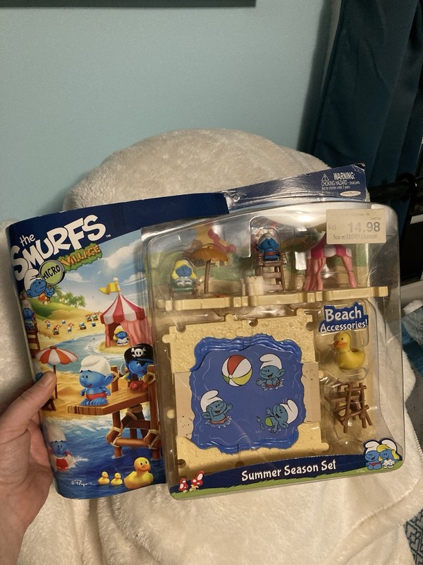 The Smurfs Micro Village Summer Season Beach Playset Boxed Figure Duck Accs