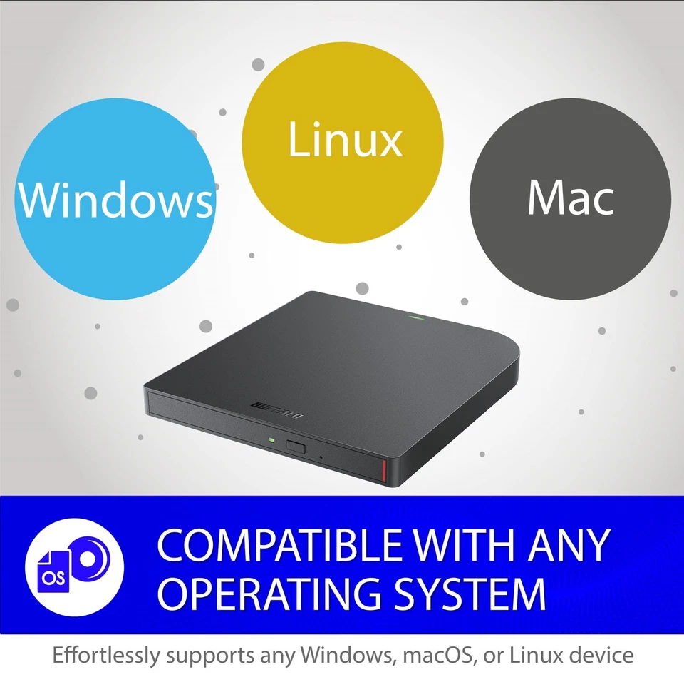Buffalo MediaStation 8x Portable DVD Writer with M-DISC Support DVSMPUV8U3B - Image 2 of 4