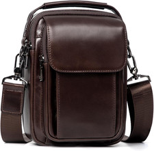 Leather Small Messenger Bag for Men Crossbody Handbag Shoulder Sling Travel Bags