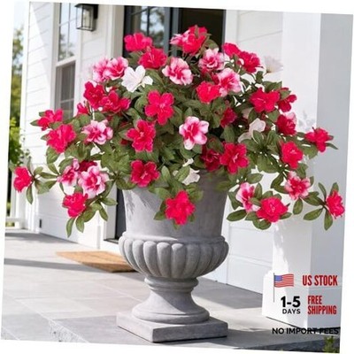 Artificial Fake Azalea Flowers for Outdoor Spring Decoration, Rose Pink White