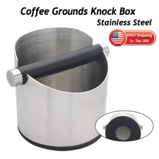 Coffee Grounds Knock Box W/Knock Bar Espresso Residue Container Stainless Steel