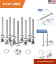 10 Sets of Rust-Resistant Stainless Steel Nuts, Bolts & Washers - 1/4"-20x2-1/2"