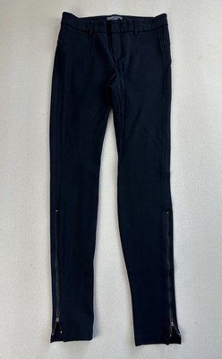 Vince Ponte Pants Womens Size 4 Black Stretch Ankle Zippers Travel Casual 29x30''
