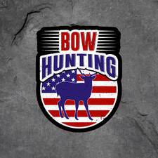 Bow Hunting Sticker Vinyl Decal Deer Patriotic Usa American Flag Outdoors