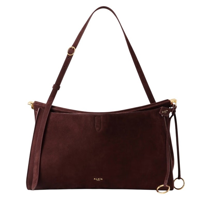 NEW ALAIA $3900 BURGUNDY LE CLICK LARGE 35 SUEDE LEATHER BAG PURSE AUTHENTIC!