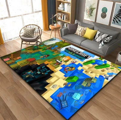 Tappeto gioco Minecraft tappetino zerbino decorazione camera da letto antiscivolo tappeti bambini regalo