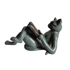 Cat Statue, Literary Cat Ornaments Garden Statue Decoration Reading Cat 1
