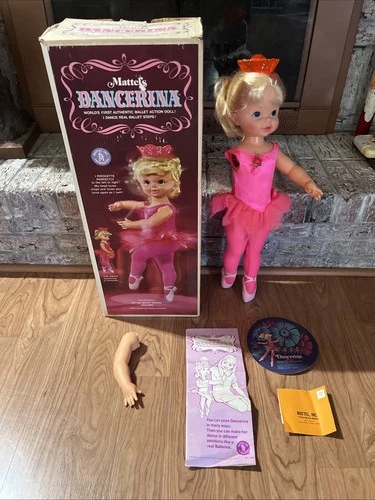 Vintage 1968 Mattel Dancerina Doll With Box & Manual Tested Working