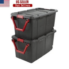 Wheeled Industrial Storage Tote Heavy Duty Stackable Drip Resistant Container US