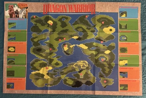 Vintage Nintendo Dragon Warrior/Monster Identification Chart Map Poster Insert