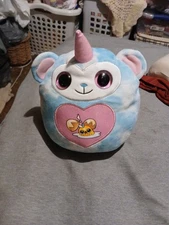 Zuru Plush Stuffed Blue & Pink Unicorn Monkey With Broken Egg Heart, 11". 