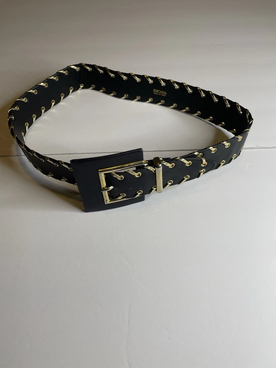 Vtg Authentic Escada Black Leather Belt Gold Hardware 32.5” Long-Made in Italy Leather belt Escada Black size 85 cm in Leather - 40869109 main image 4