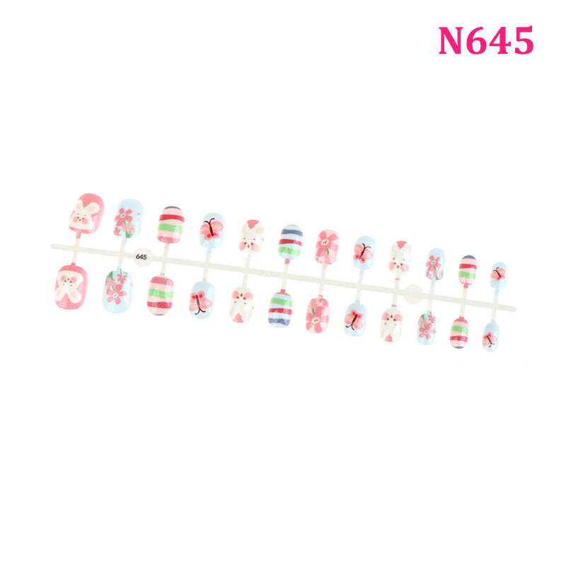 24pcs Nails Art Children'S Nail Art Stickers Kids False 4Nail Art Decoration JC - Picture 18 of 20