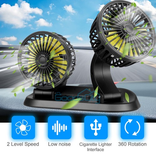 12V Car Dual Head Cooling Fan 360° Rotatable Portable Auto Truck Air Cooler 2024 - Picture 8 of 32