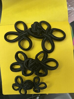 10 pair Chinese frog black closure  cord  button 2 Sizes Small Medium