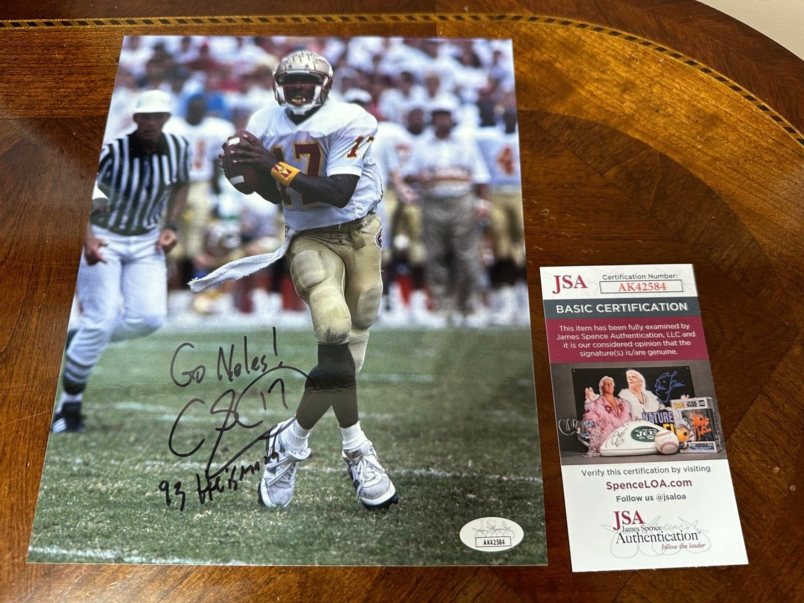 Charlie Ward Autographed Signed Florida State Seminoles 8x10 Photo Heisman JSA COA 