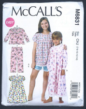 NEW/UNCUT McCall's M6831 Child's Tops, Gowns, Shorts & Pants  (Sizes 7-14)