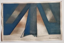 Orig Vintage Study Theater Stage Set Design Gouache on WC Paper 7"x11" Signed