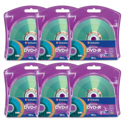 Verbatim Light Scribe DVD+R 60pk Assorted Colors - Laser Etch Prints To Disc