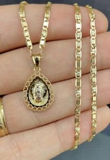 Newborn Baby Kids Womens Virgen de Guadalupe Necklace for Gifts Valentino Chain