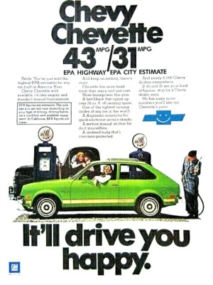 1978 Chevrolet Chevette Vintage It'll Drive U Happy Original Print Ad 8.5 x 11''