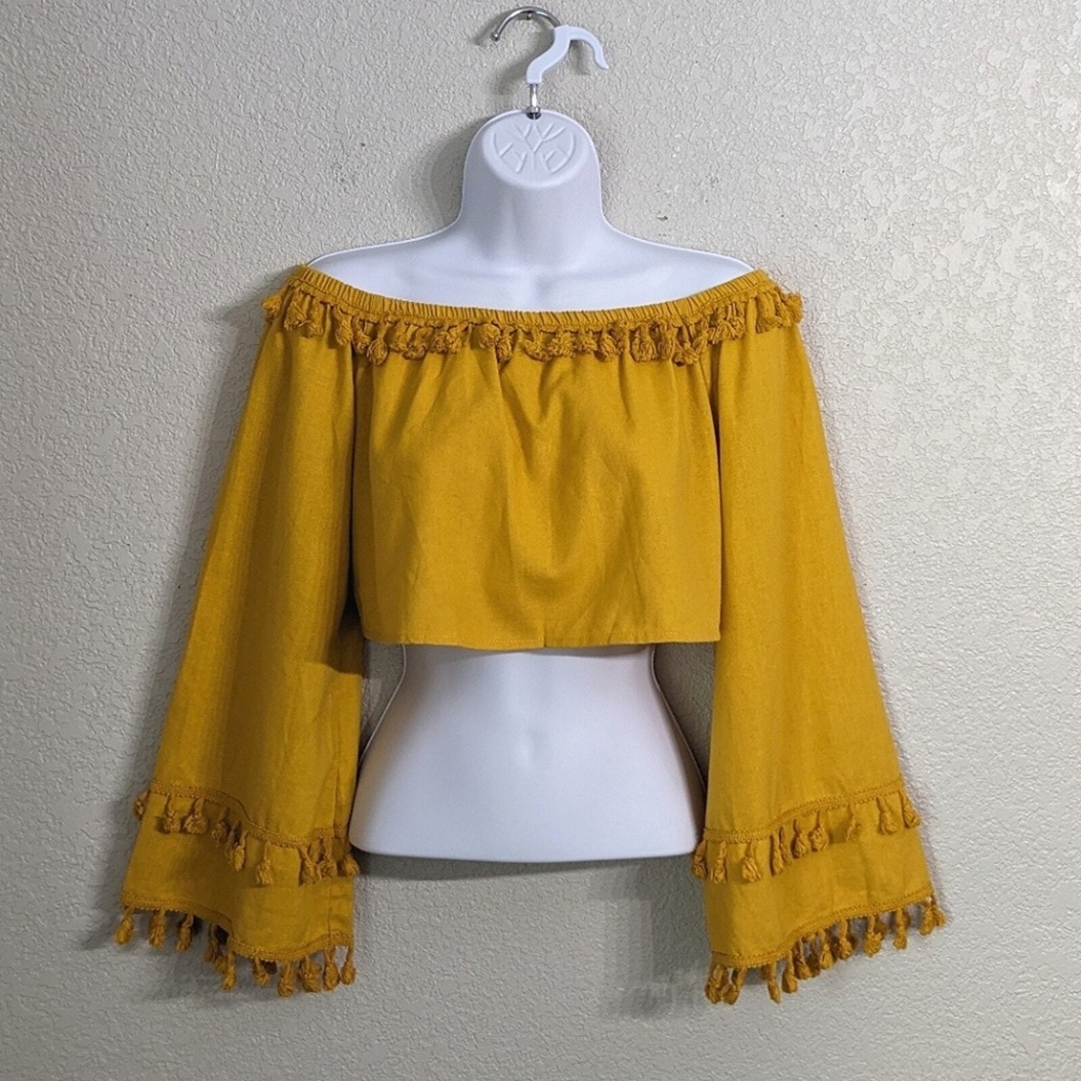 mustard yellow bell sleeve top