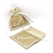 12 pz  sacchetto juta con scritta cresima 10x12 cm  bomboniera portaconfetti  ET