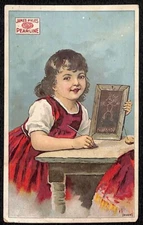 James Pyle's Pearline Victorian Trade Card - Girl Draws Silly Picture