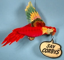 1950s Corby's Whiskey Parrot Liquor Store Bar Hanger Display Crepe Honeycomb