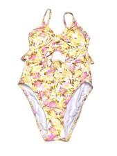 NWT Hurley Size Small Floral One Piece Cut Outs Ruffle Swimsuit Tropical Womens