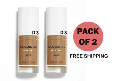 COVERGIRL TruBlend Oil-free Liquid Foundation, D-3 Honey Beige, 1 oz,  PACK OF 2