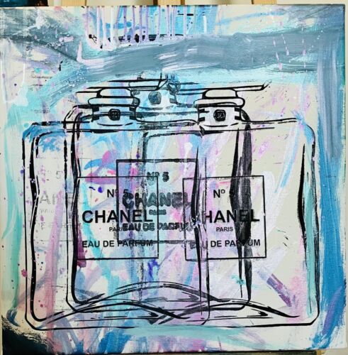 Pop Art Original Acrylic Painting 18x18 Mr. Clever Art Chanel Abstract Parfum