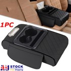 Universal Leather Car Center Console Box Armrest tissue storage Cup Holder Black