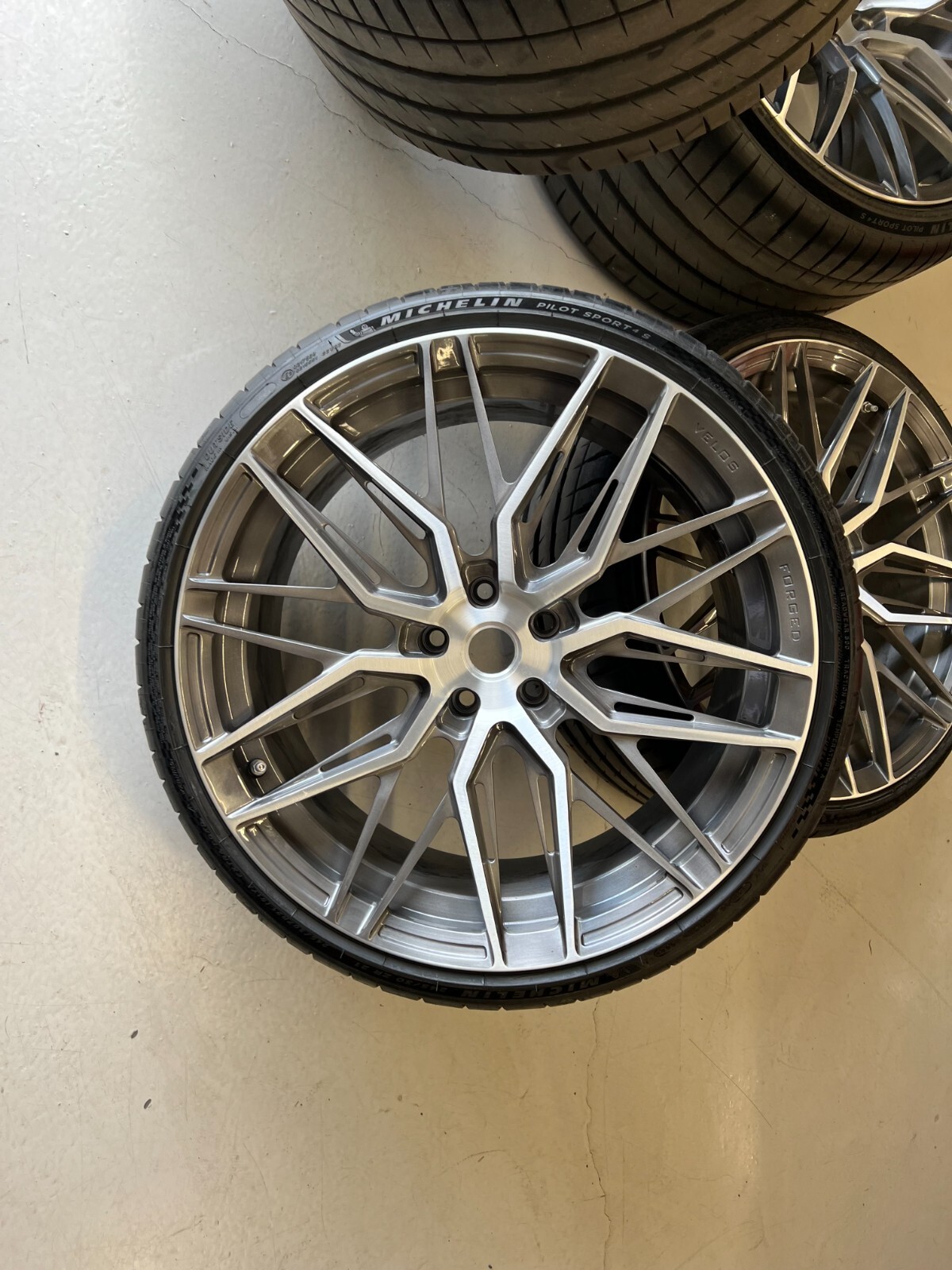 Velos forged wheels and tires 2020 Ferrari F8 staggered 22" back and 21" front