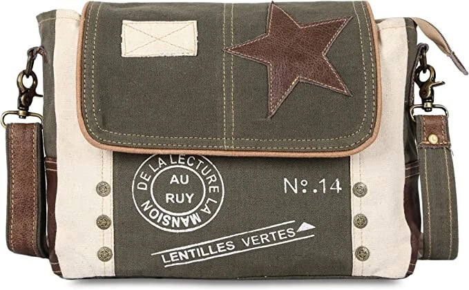 Bandolera para Mujer y Hombre Cuero Reciclado Lona Bolso de Hombro Tote Foto 4 de 4