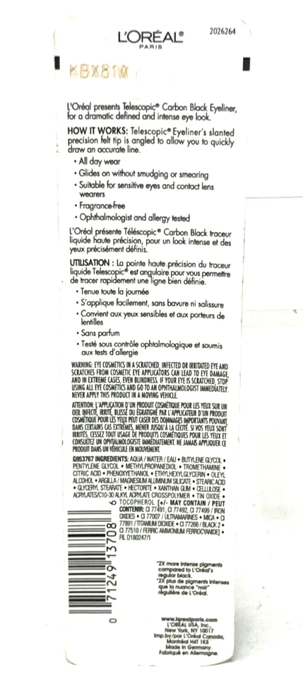 Loreal Telescopic Control Tip Liquid Eyeliner Sealed 835 - Carbon Black - Image 3 of 3