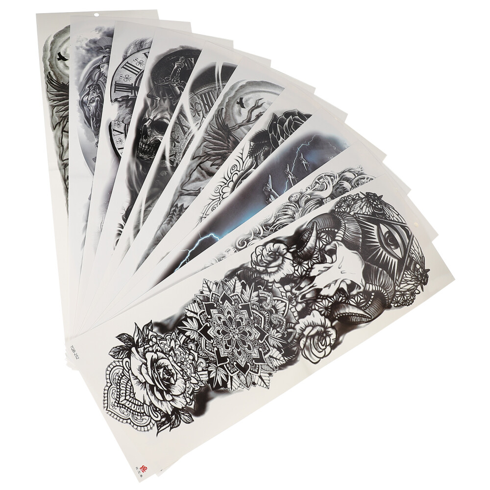 10 Sheets Transfer Stickers Tattoo Black Body Fake Arm Tattoos eBay