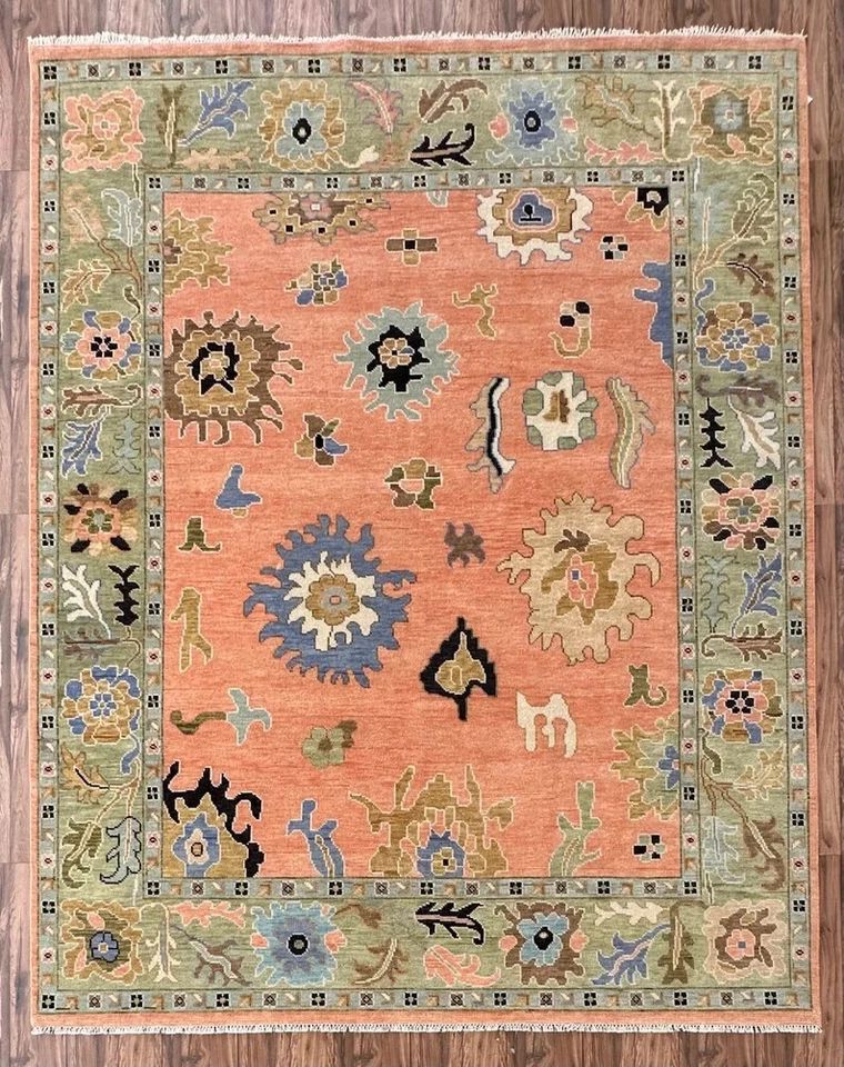 Peach Oushak style Hand Knotted Rug for Living Room , 6x9, 8x10, 9x12, 10x14 ft - Image 3 of 4