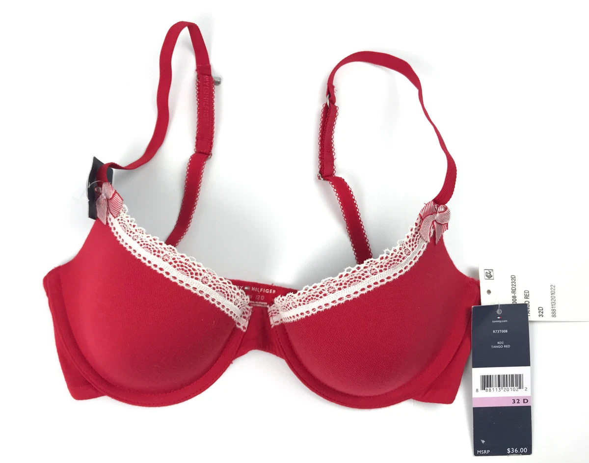 Tommy Hilfiger Bra Size 32D Smooth The Glimpse Lace Trim Demi Cup