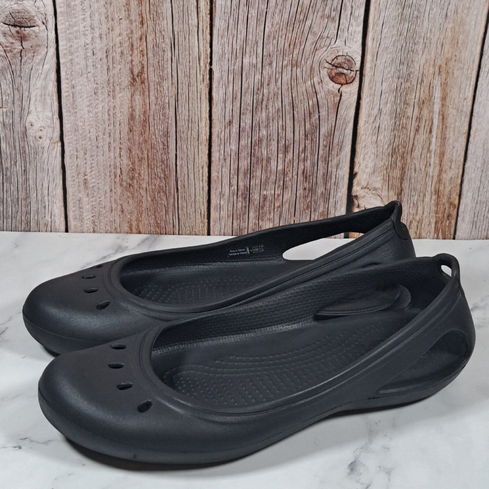 Crocs Kadee Work Ballet Flats Black Slip Resistant Wo… Gem