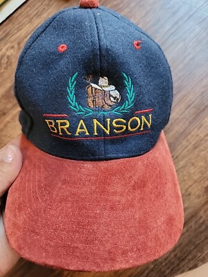 Vintage BRANSON Wool hat Blue, Red Seude Brim adjustable cap Boots/Hat