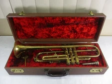 Vtg New Era European Trumpet with Hard Shell Case Early 1900s Keilwerth? Czech?