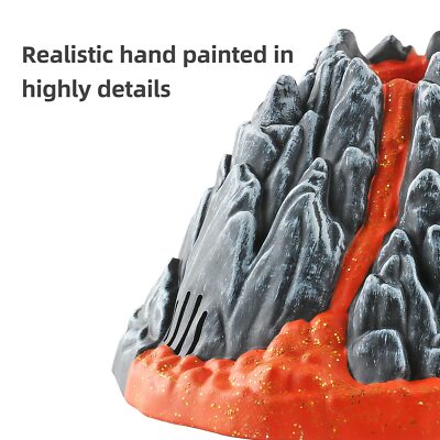 6 Mini Volcano Models & 12 Mini Dinosaur Figurines Set – Plastic Dinosaur Cake Toppers, Party Decor, Fairy Garden