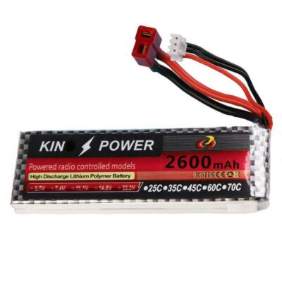 KyPOM 2600mAh LiPoバッテリー 2個セット 2Pcs 7.4V 2600mAh Lipo Battery T Plug For WLtoys 4WD RC Cars 1/14