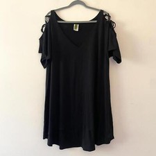 BECCA black lace up sleeve mini shift dress